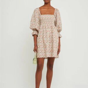 Kourt Floral Puff Sleeve Dress with Platform Sandals